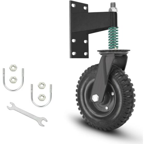 Roue de portail 20 cm – Caoutchouc – Charge 272 kg – Absorption des chocs – Montage par trou de boulon – Outil d'installation inclus (1/5)