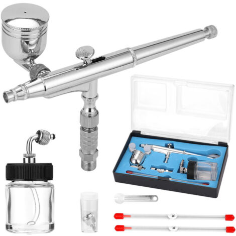 Ej.Life Professionnel Pistolet aerographe kit/double action/avec aiguille de 0,2/0,3/0,5 buse et tuyau (1/5)