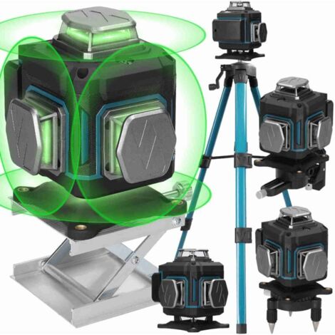 Niveau laser 3D 4 x 360° avec 2 batteries 2400mAh – 16 lignes vertes auto-nivelantes – Étanche et anti-poussière – Télécommande et trépied inclus (1/5)