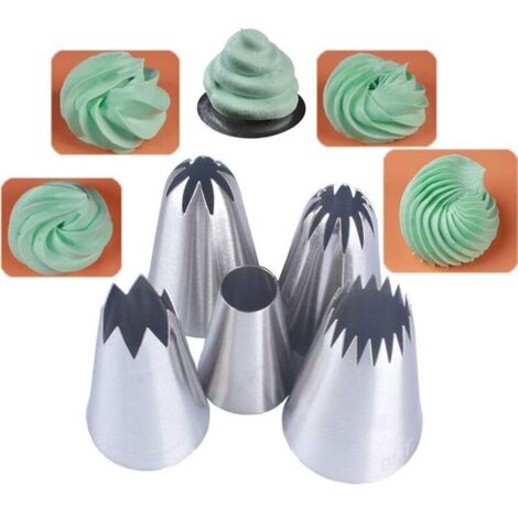 5 Pièces Grand Douilles Patisserie, Embouts de Glaçage pour Poche à Douille, Pour Patisserie et Décoration de Cupcakes-Fei Yu (1/5)