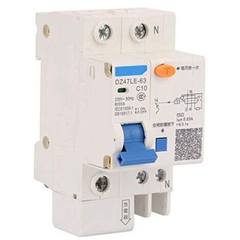Ej.Life Disjoncteur différentiel 1P + N 10A Protection contre les courts-circuits sur fuite de courant A (1/5)