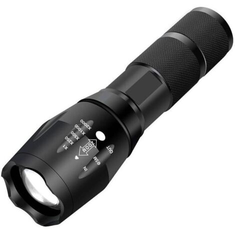 Lampe torche LED ultra puissante – 5 modes d'éclairage – Portée jusqu'à 500m – Conception antichoc en aluminium – Batterie lithium 18650 incluse - XML-T6 (1/5)