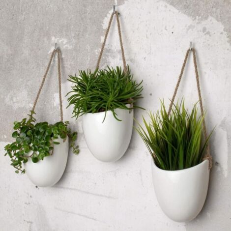 Lot 3 Pots muraux en céramique Blanche-Fei Yu (1/5)