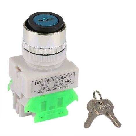 Ej.Life Interrupteur de Verrouillage en Metal + Clés Sécurité à 3 Positions LAY37-20Y/31 220V 5A Sélecteur Rotatif,Trou de Montage 22 mm avec 2 Clés (1/5)
