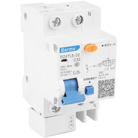 Ej.Life Disjoncteur Différentiel Stable DZ47LE-32 32A 1P + N C32 30mA 230V, Protection Contre Surcharge, Fuite et Court-Circuit Multiple (1/5)