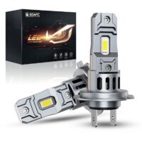 2025 Ampoules de phare LED H7, 1:1 Mini Size S2S 33000LM 900% Brightness 140W 6500K 14000RPM Cooling Fan, Halogen Replacement, Plug-N-Play, Pack of 2