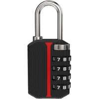 Cadenas à combinaison pour casier, serrure à combinaison à 4 chiffres, cadenas avec code pour casier de gym, armoire, unité de rangement, étui, clôture extérieure (non lumineux, noir)