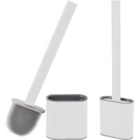 WC, Brossette de toilette en silicone profonde avec poignée en plastique antidérapant, brossette de toilette murale avec base ventilée, adaptée au nettoyage de la salle de bain - Longueur 36 cm, Large