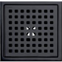 6" square shower floor drain, matte black grate with removable cover, SUS304 stainless steel, FLITI