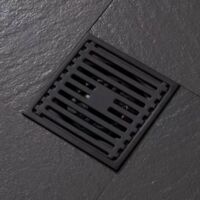 Removable, square swivel shower drain made of stainless steel with patterned cover (black shower drain)
