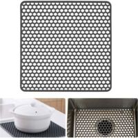 Silicone sink mat, kitchen grid for stainless steel or porcelain sinks in farmhouse style, 34.3 x 34.3 cm
