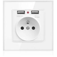 Prise Electrique Murale avec Double USB - Chargeur pour iPhone/Android prise française