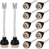 Douilles en céramique GU10 : câble en silicone de qualité 15 cm/10 mm, douille GU10, connecteur GU10 pour ampoule GU10 0-250 V, 3 A, douilles GU10 en céramique - 12 pièces