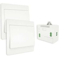 Interrupteur sans Fil, sans Pile, télécommande Murale Va et vient, Interrupteur Mural Auto alimenté, sans câblage, émetteur pour Panneau Mural (kit à 2 Voies), intérieur extérieur étanche--