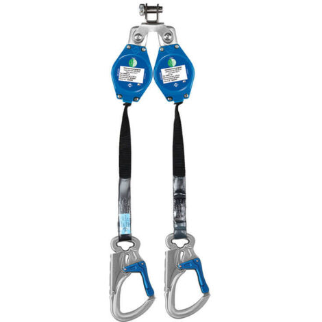 Antichute IKAR à rappel automatique à sangle double mousqueton carter alu 2.8m 41-HWB2.8DW