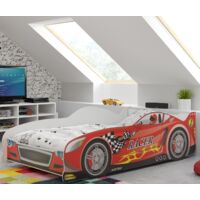 Lit enfant CARS 83x166 cm – Sommier à lattes – Design automobile – Dimensions matelas 80x160 cm – Capacité 100 kg – Fabriqué en UE