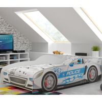 Lit enfant Cars 83x166 cm – Matelas 80x160 cm – Cadre en bois avec lattes métalliques – Design course automobile - 80x160-Sommier