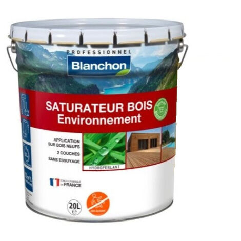Blanchon – Saturateur bois biosourcé 20L – Finition mat anthracite – Protection anti-uv – Rendement 10m²/L/couche – Application facile sans essuyage