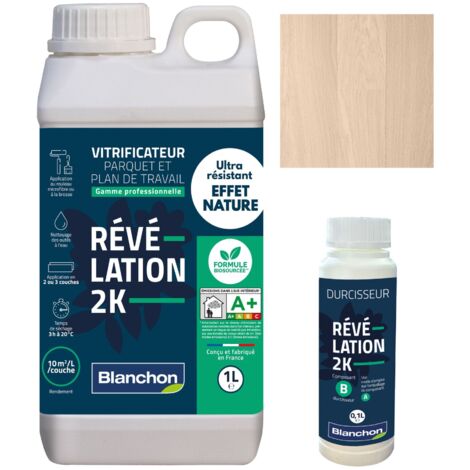 Blanchon – Vitrificateur parquet 2K biosourcé effet naturel invisible 1L – Extrême résistance à l'usure – Pour bois brut – Séchage rapide