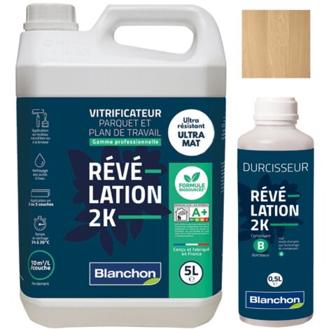 Blanchon – Vitrificateur parquet bi-composant 5L – Ultra mat biosourcé – Résistance à l'usure – Application avec brosse ou rouleau - MAT 5 L (1/2)