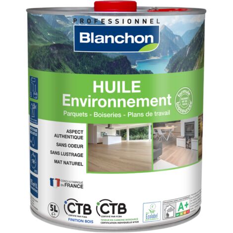 Blanchon – Huile pour bois 5 L – Biosourcée pour parquets et planchers – Écolabel Européen – Anti-poussière et sans lustrage