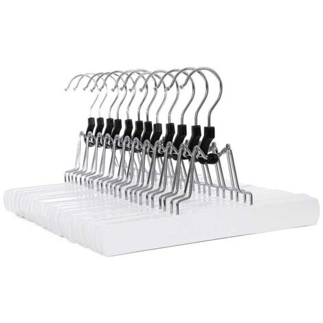 12 Cintres pinces bois blanc (1/5)