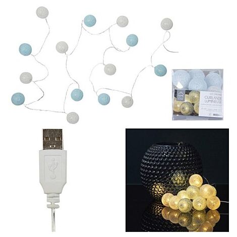 6cm 20leds - USB-Guirlande Lumineuse Boule De Coton à LED, Décoration