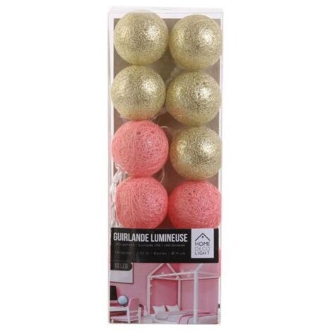 Guirlande LED - CMP - 192 cm - 10 Boules - Roses et Dorées - Intérieur
