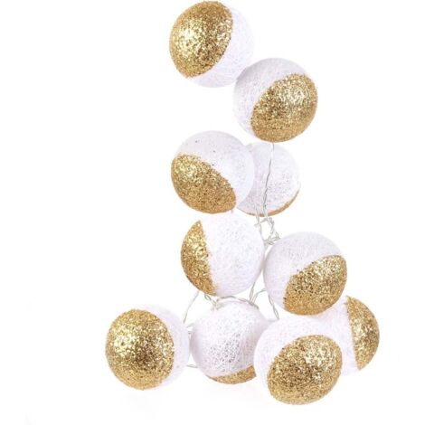 Guirlande lumineuse boules pailletées 10 leds blanc, doré The Home Deco Light