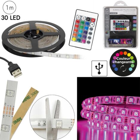 RUBAN RGB 30 LED 1M TELECOMMANDE M12 (1/5)