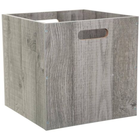 5Five Simply Smart – Boîte de rangement modulable 31x31 cm en MDF effet chêne gris – Finition naturelle – Pour jouets, livres et textiles – Prête à l'emploi