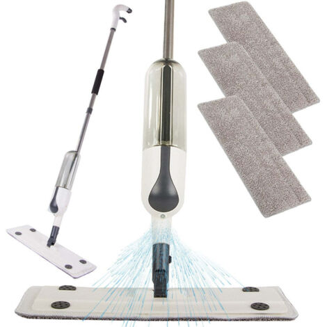 Balai serpillière plat avec pulvérisateur, rotatif + 3 lavette en microfibre (1/5)