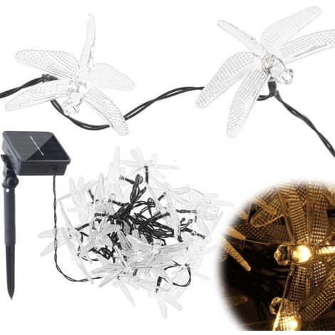Lumières solaires de jardin de libellule 6,5m 30LED blanc chaud (1/5)