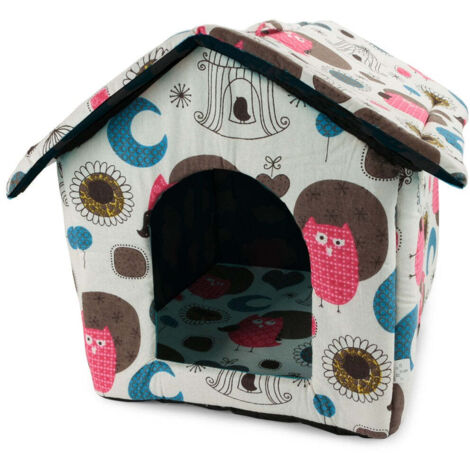 lit pour chat parc pour chien chouette bleu blanc (1/5)