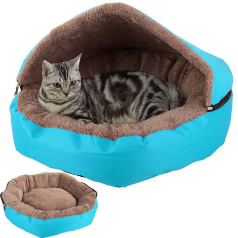 Lit de chien ou chat bleu et marron (1/5)