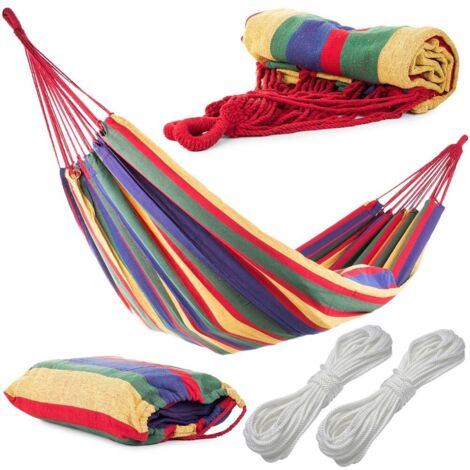 Hamac de jardin deux places XXL grand 200 kg 200x150 cm (1/4)
