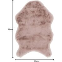 Tapis Forme Peau Fausse Fourrure Poil Fin Rose Poudre Polyester H2 x 60 x 90 cm