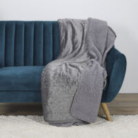 Plaid en flanelle et sherpa XXL 140x200 cm Gris foncé
