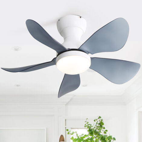 Petit ventilateur de plafond moderne Sofucor 73,5 cm avec télécommande CC 6 vitesses - Blanc