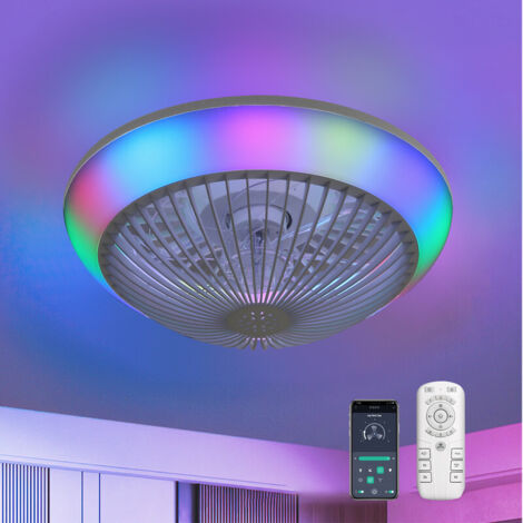 Ventilateur de plafond moderne Sofucor avec éclairage RGB pour chambre, 38 cm, 7 pales en ABS (1/5)