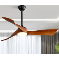 Ventilateur de plafond Sofucor avec éclairage LED, télécommande, alimentation DC, 132 cm, minuterie, bois massif-noir