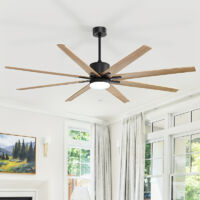 Ventilateur de plafond intelligent Sofucor 193 cm avec télécommande et éclairage, 8 pales avec contrôle par application