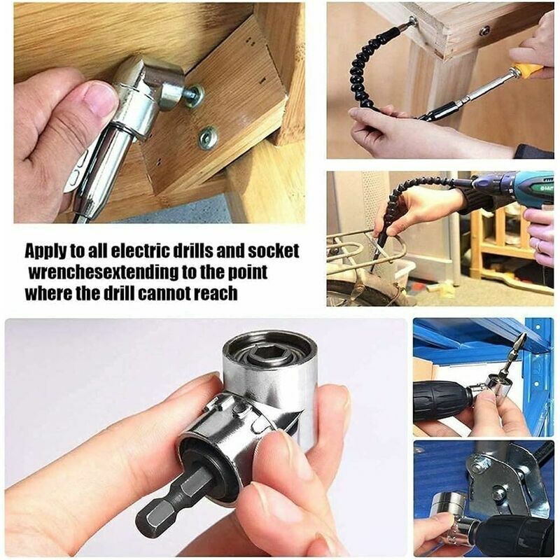 Adaptateur D'angle 105° Pour Perceuse-visseuse - 2 Pièces, Magnétique, Pour Espaces Restreints, Longueur 60 Mm
