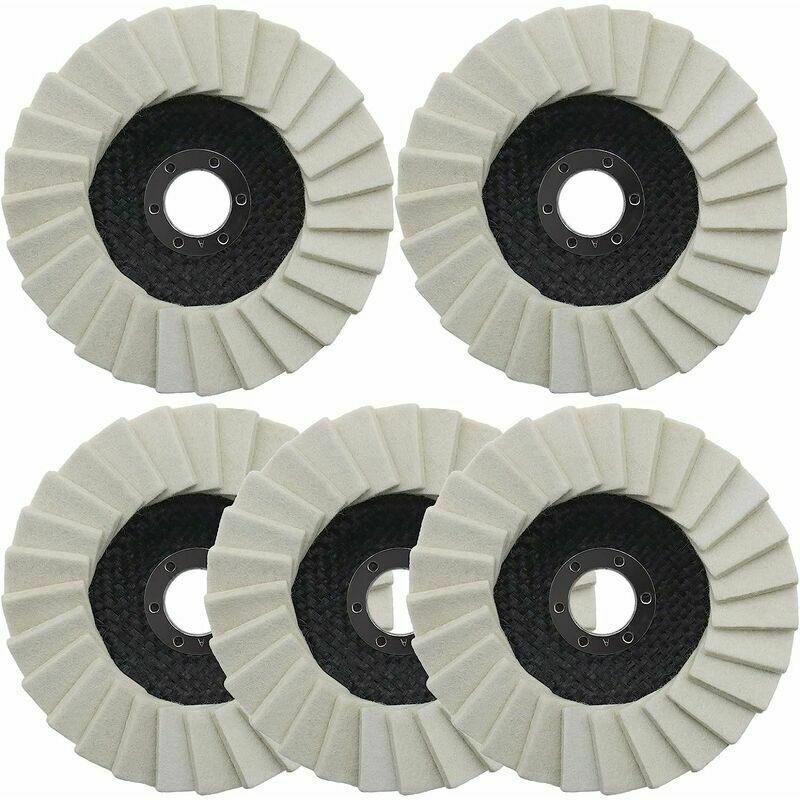 8 Disques Polissage Meuleuse D'Angle 125mm - Feutre Laine Pour Verre, Céramique, Métal, Marbre