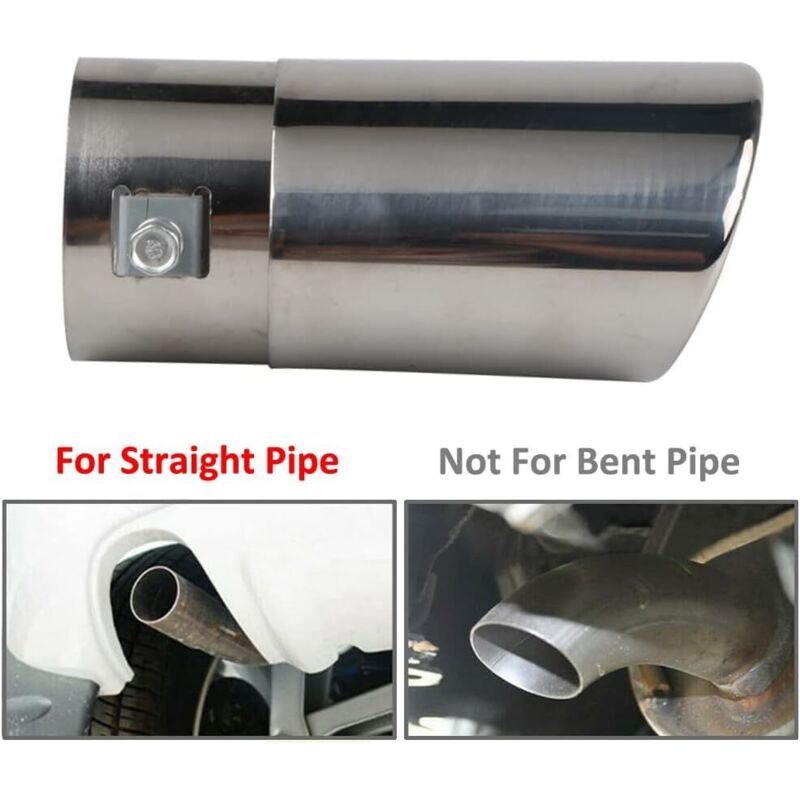 Embout De Pot D'échappement Universel - Diamètre 63mm - Acier Inoxydable Argenté - Neuf Sous Emballage