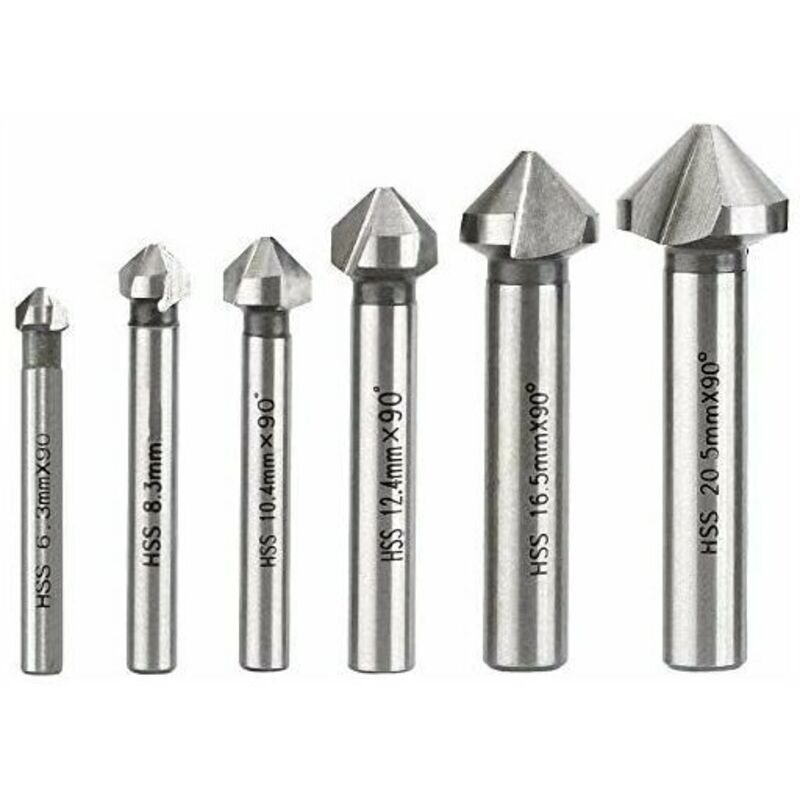 Lntyq 3PCS Fraises à Chanfreiner 90 Degrés 5 Flûte Fraise Conique à Noyer 12mm/16mm/19mm Fraise