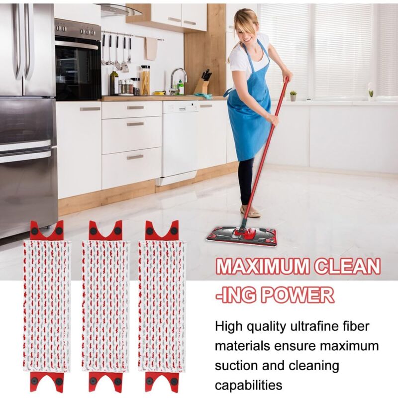 3 Pièces pour Vileda Balai Serpillière Recharge Kit, pour Vileda Ultramax Mop-UltraMax Plus-Easy