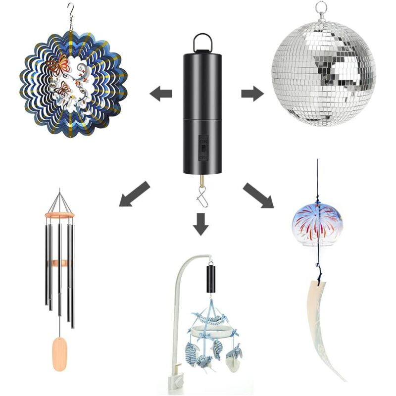 Aoedelyart Moteur Rotatif à Suspendre Pour éolienne, Carillon, Décoration, Berceau, Miroir, Boule Disco, Avec Mini Télécommande Pour Moteur à Piles, Vitesse Moyenne 10 TR/Min