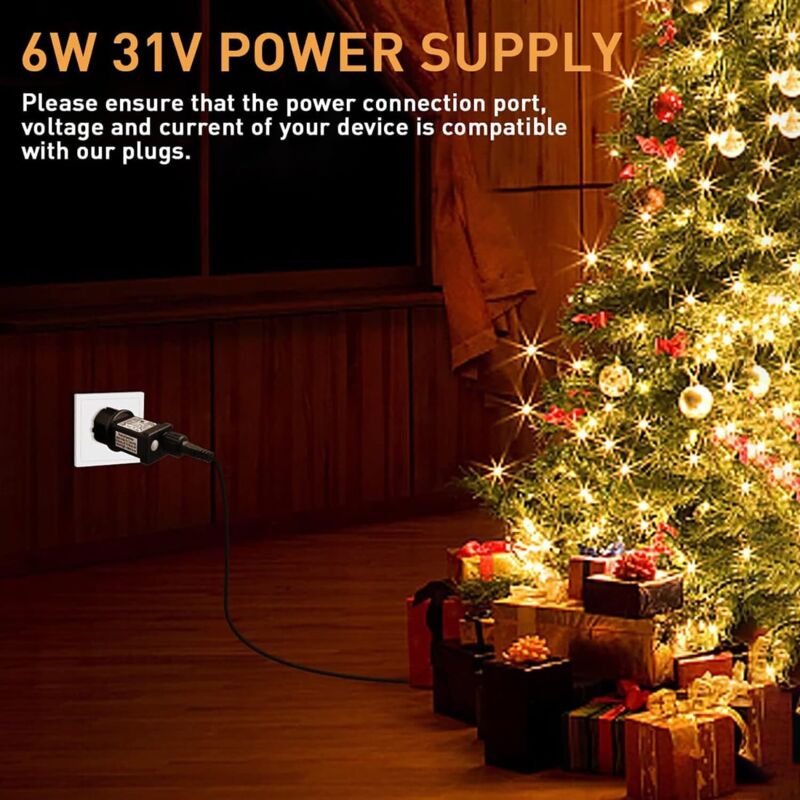 Transformateur Extérieur 31V IP44 – Pour Guirlandes LED, 8 Modes, Minuterie 6h, Prise UE (220-240V)