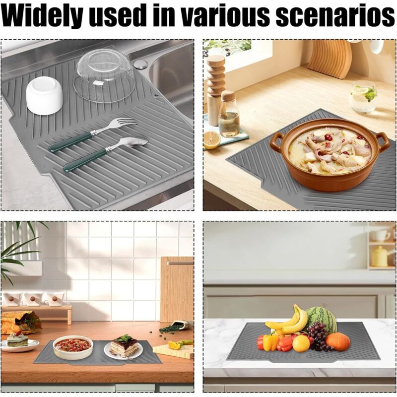Tapis D'Égouttement En Silicone 40x30 Cm - Antidérapant, Résistant à La Chaleur, Drainage Efficace Pour Cuisine, Évier Et Salle De Bain